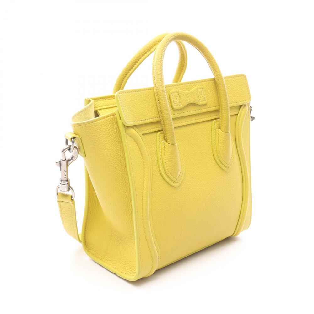 Celine Yellow Handbag Shopper 2way Luggage Leather